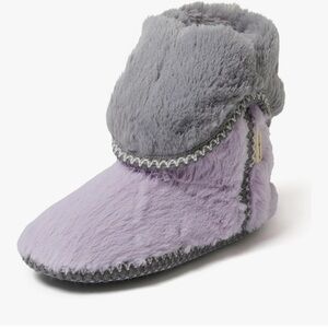 Dearfoams Gray and Lavender Slippers